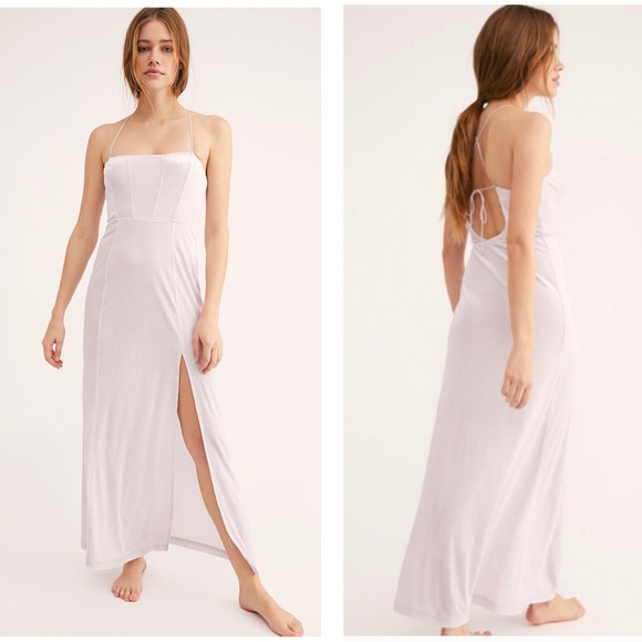 New Lilac All I Need Velvet Maxi Slip Dress - Picture 2 of 10